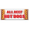 Signmission ALL BEEF HOT DOGS BANNER SIGN red hots weiner franks burgers footlong B-All Beef Hot Dogs